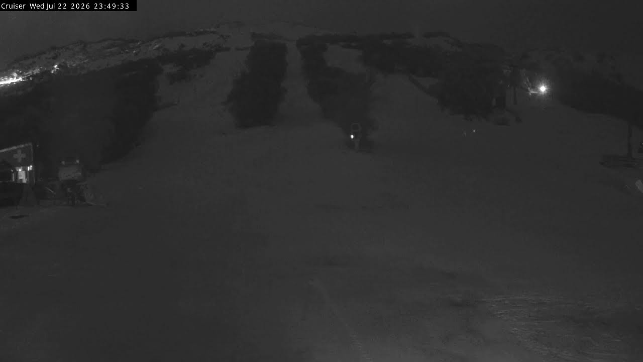 Thredbo Cruiser Area snow cam captured at 22 July 2026 at 11:51 pm AEST