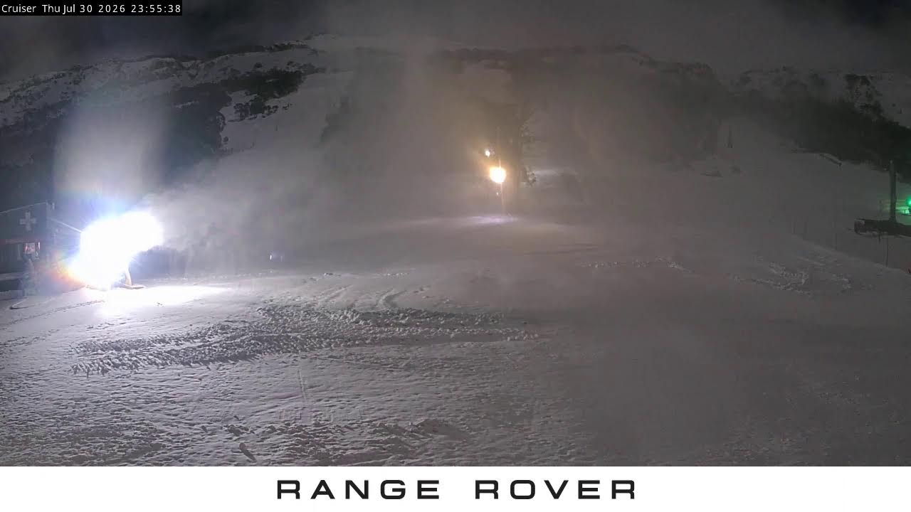 Thredbo Cruiser Area snow cam captured at 30 July 2026 at 11:59 pm AEST