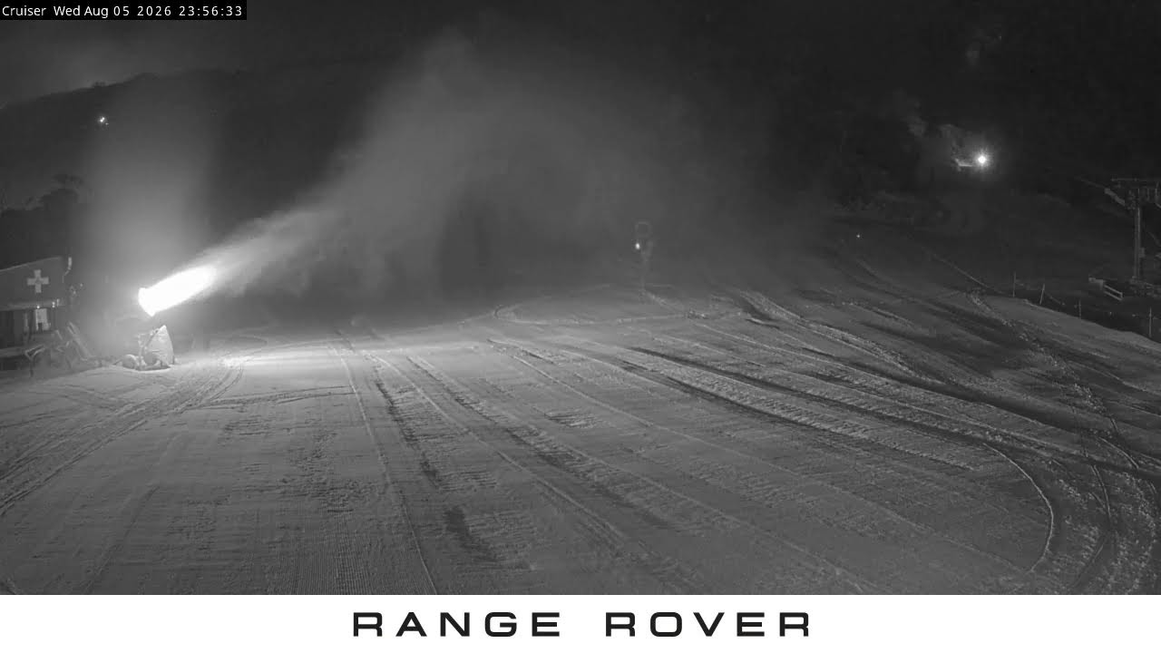 Thredbo Cruiser Area snow cam captured at 5 August 2026 at 11:59 pm AEST