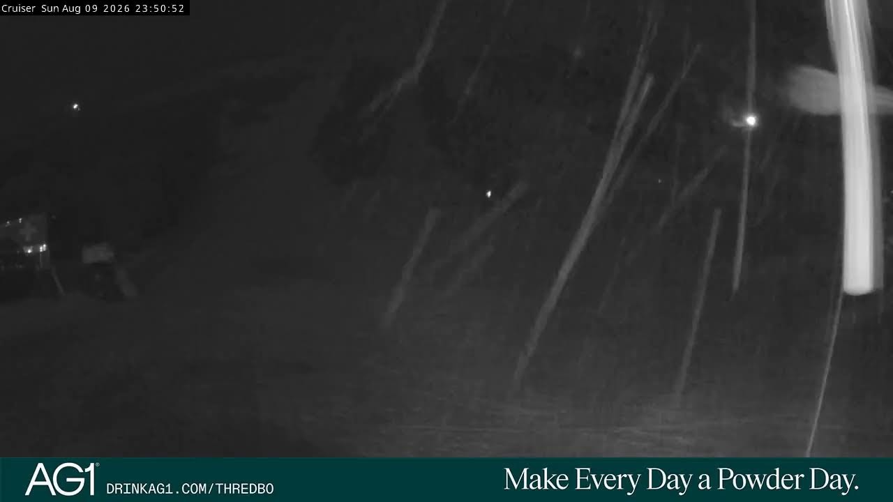 Thredbo Cruiser Area snow cam captured at 9 August 2026 at 11:51 pm AEST
