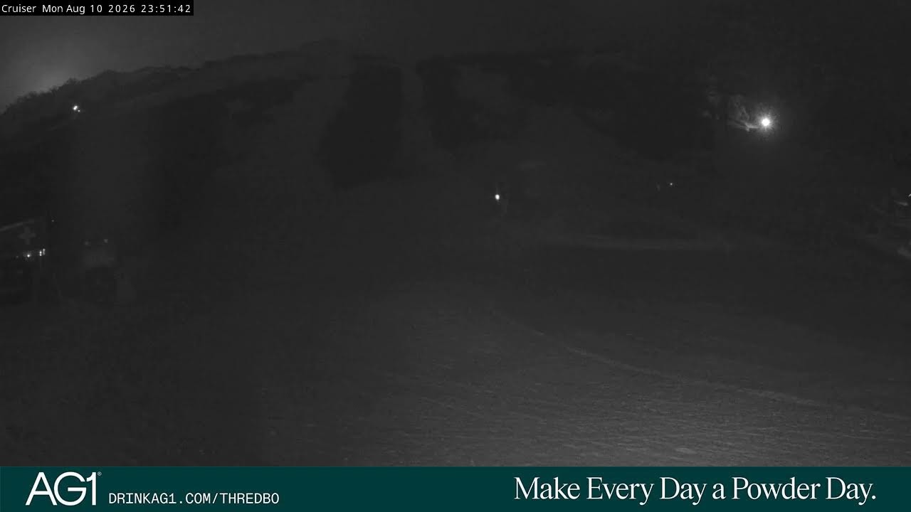 Thredbo Cruiser Area snow cam captured at 10 August 2026 at 11:56 pm AEST