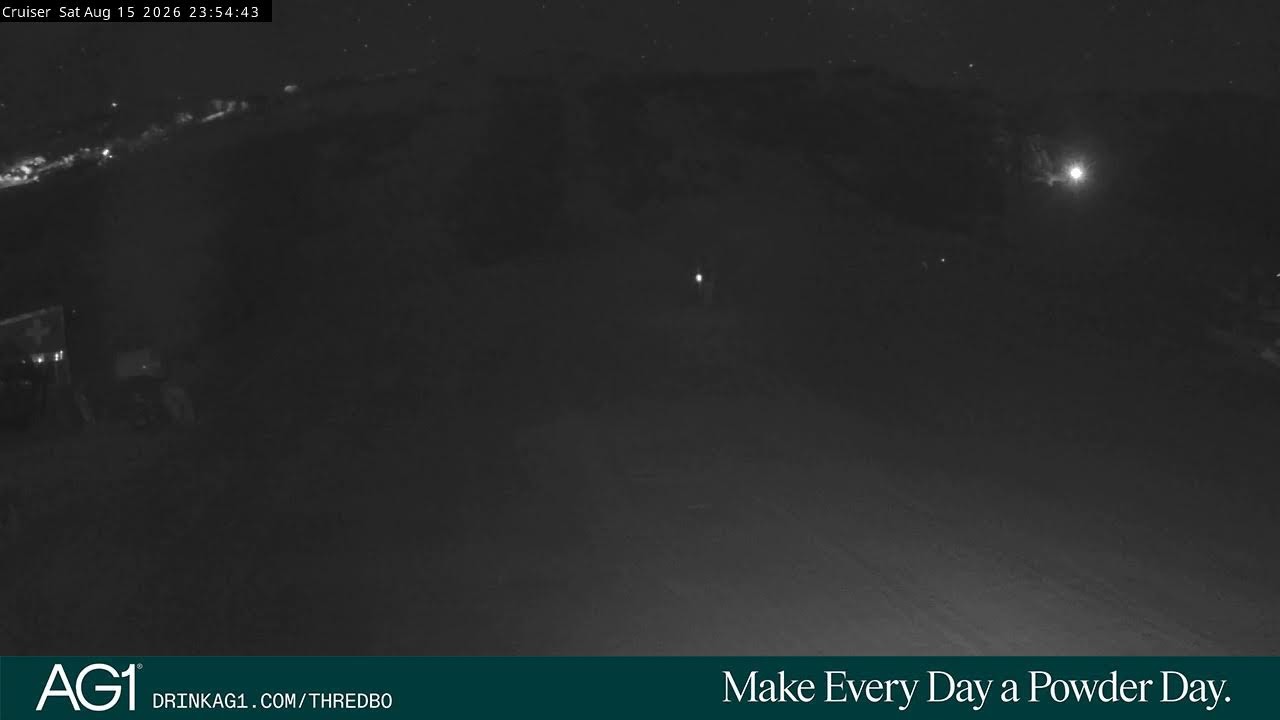 Thredbo Cruiser Area snow cam captured at 15 August 2026 at 11:58 pm AEST