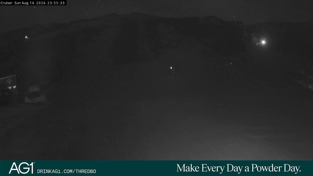 Thredbo Cruiser Area snow cam captured at 16 August 2026 at 11:58 pm AEST