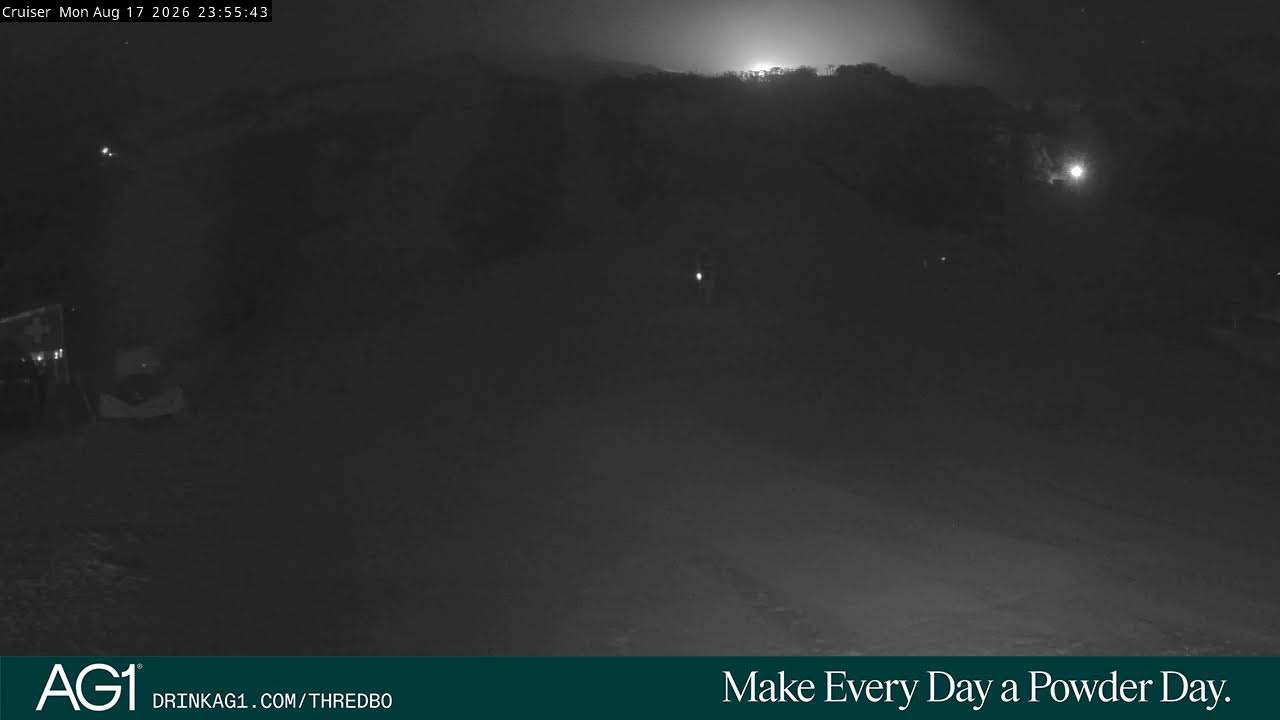 Thredbo Cruiser Area snow cam captured at 17 August 2026 at 11:57 pm AEST