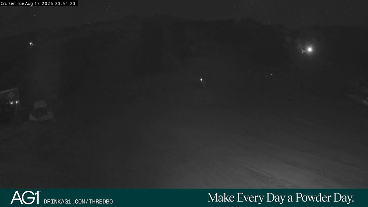 Thredbo Cruiser Area snow cam captured at 18 August 2026 at 11:57 pm AEST