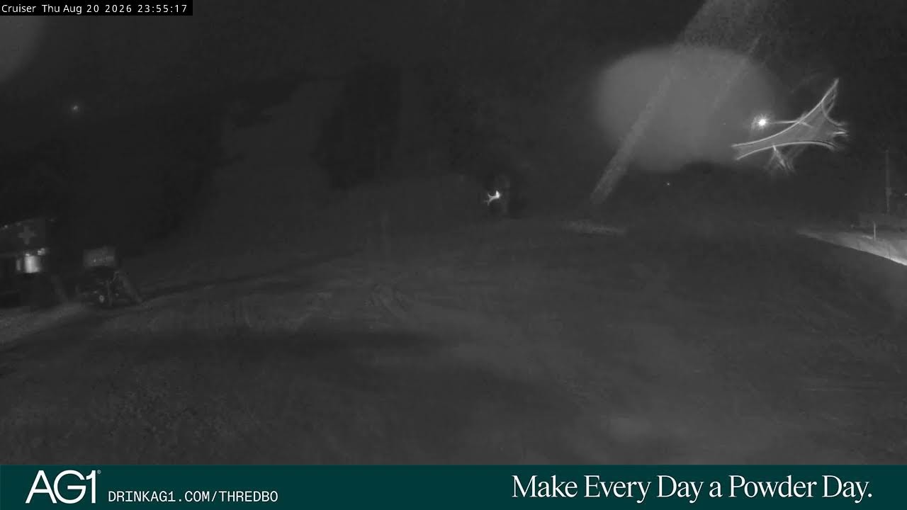 Thredbo Cruiser Area snow cam captured at 20 August 2026 at 11:57 pm AEST