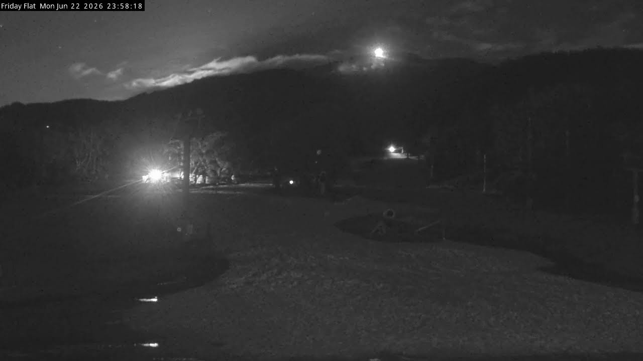 Thredbo Friday Flat Live snow cam captured at 22 June 2026 at 11:58 pm AEST