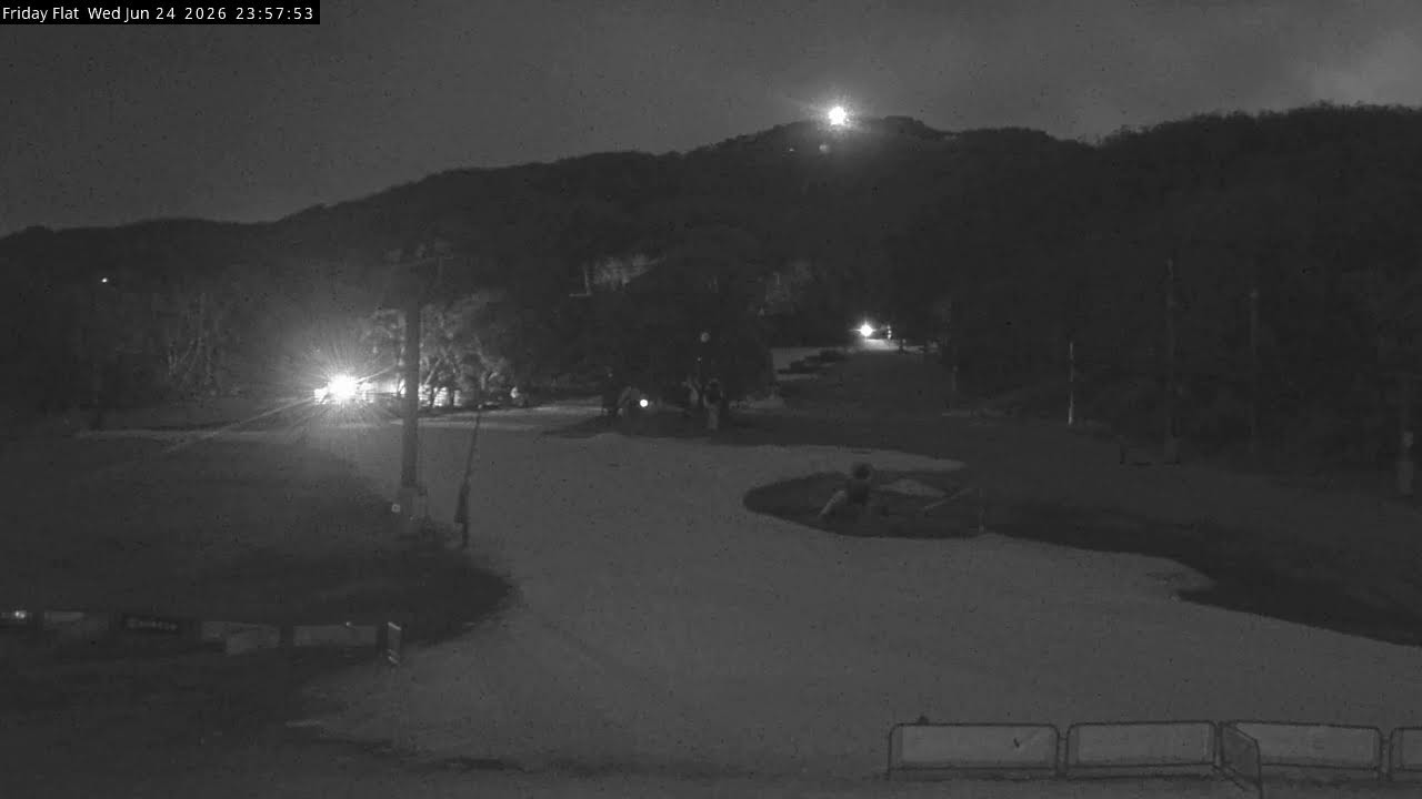 Thredbo Friday Flat Live snow cam captured at 24 June 2026 at 11:58 pm AEST