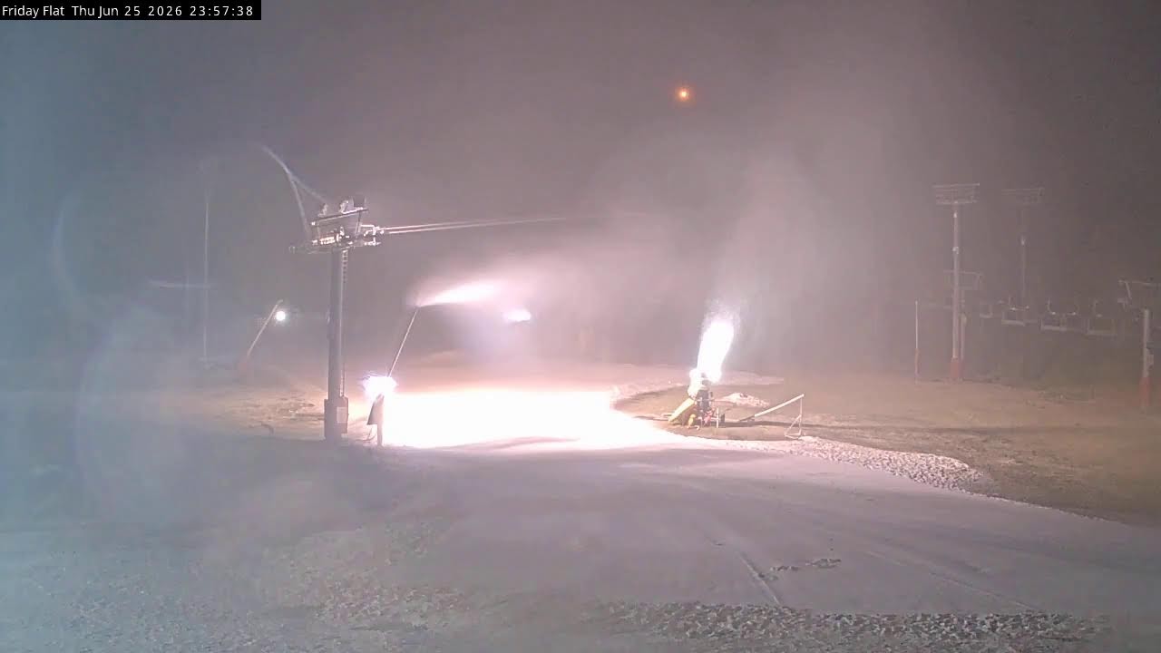 Thredbo Friday Flat Live snow cam captured at 25 June 2026 at 11:58 pm AEST