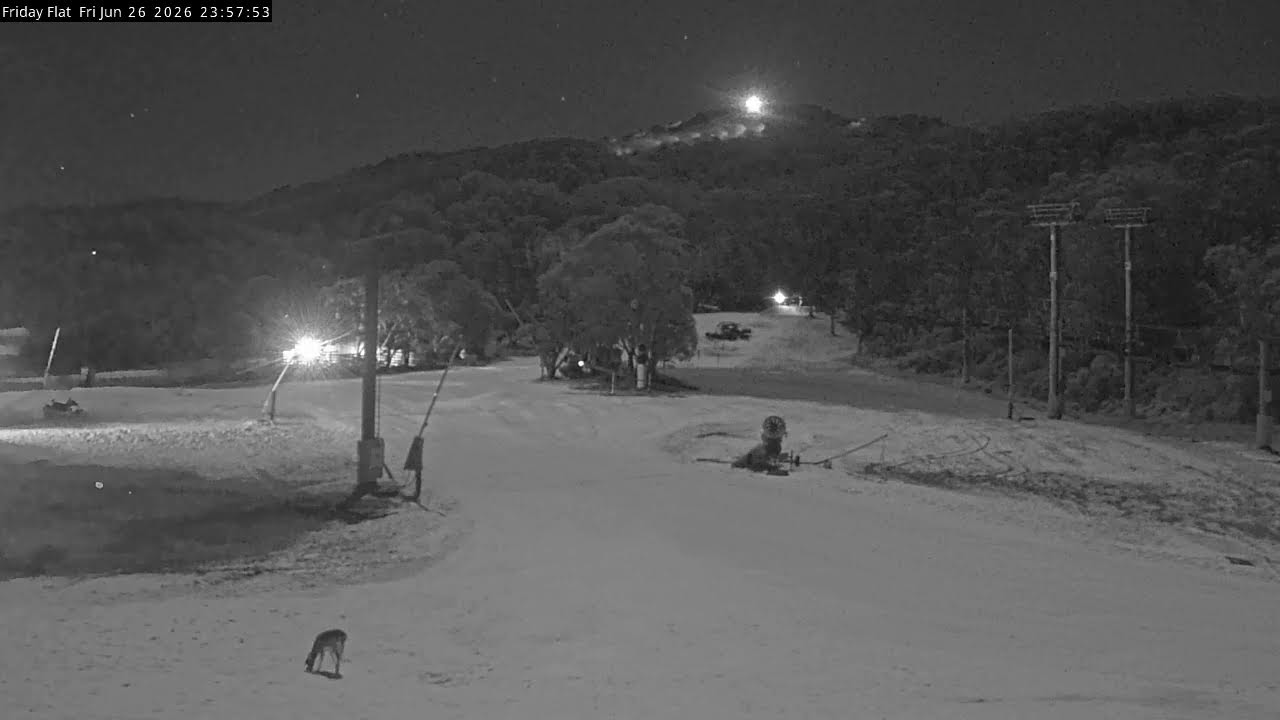 Thredbo Friday Flat Live snow cam captured at 26 June 2026 at 11:58 pm AEST