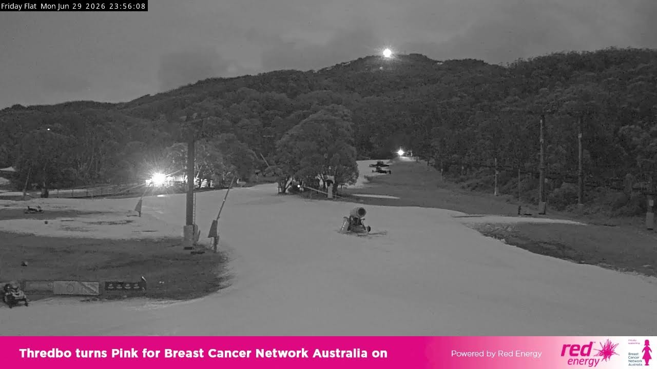 Thredbo Friday Flat Live snow cam captured at 29 June 2026 at 11:59 pm AEST