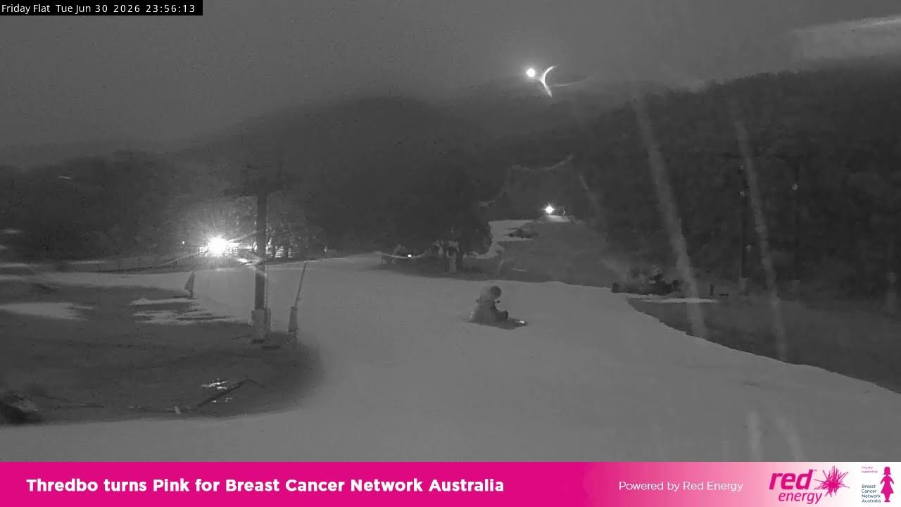 Thredbo Friday Flat Live snow cam captured at 30 June 2026 at 11:59 pm AEST