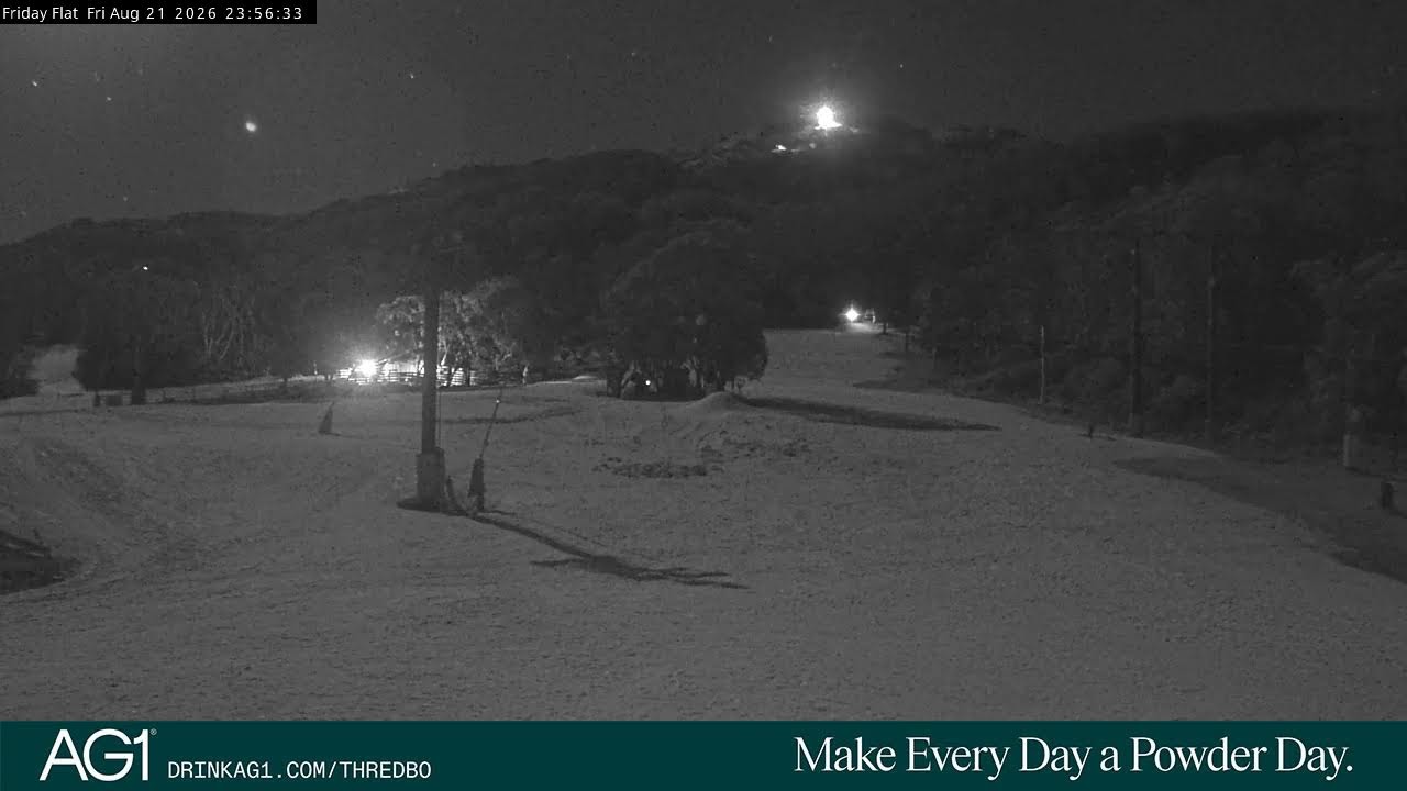 Thredbo Friday Flat Live snow cam captured at 21 August 2026 at 11:57 pm AEST