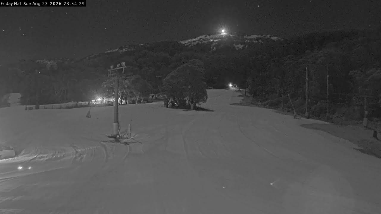 Thredbo Friday Flat Live snow cam captured at 23 August 2026 at 11:57 pm AEST