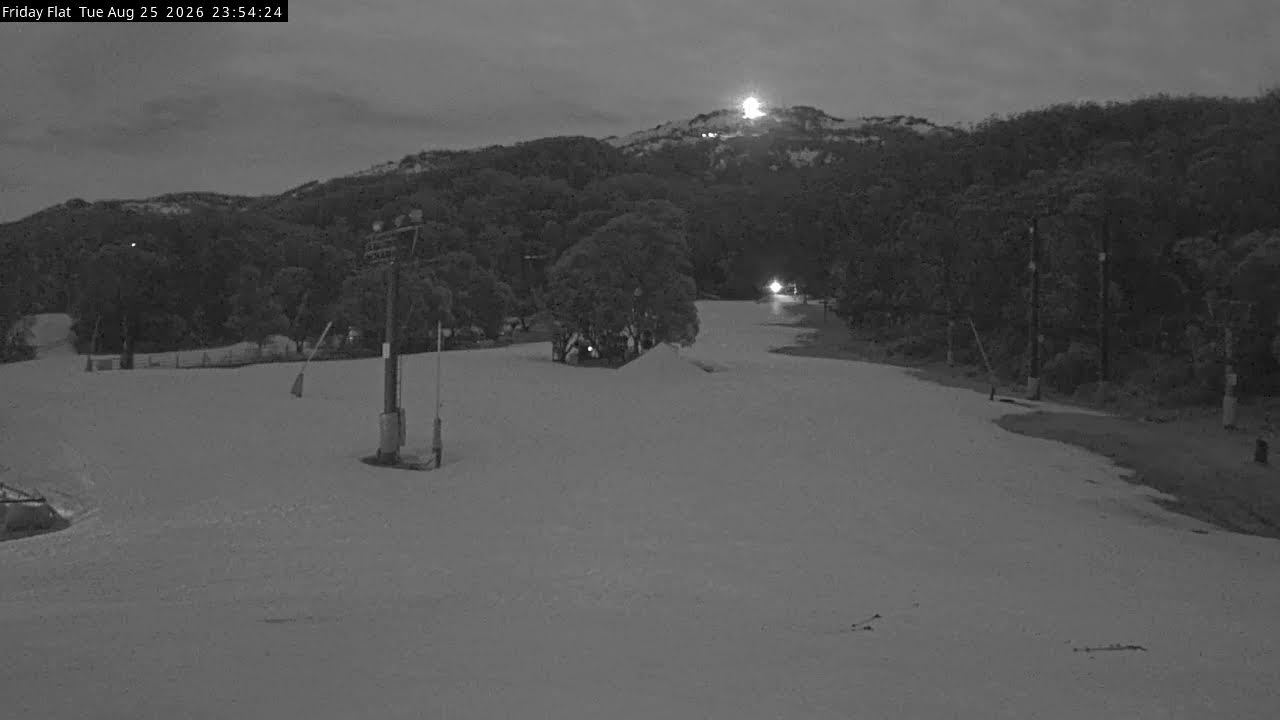 Thredbo Friday Flat Live snow cam captured at 25 August 2026 at 11:57 pm AEST