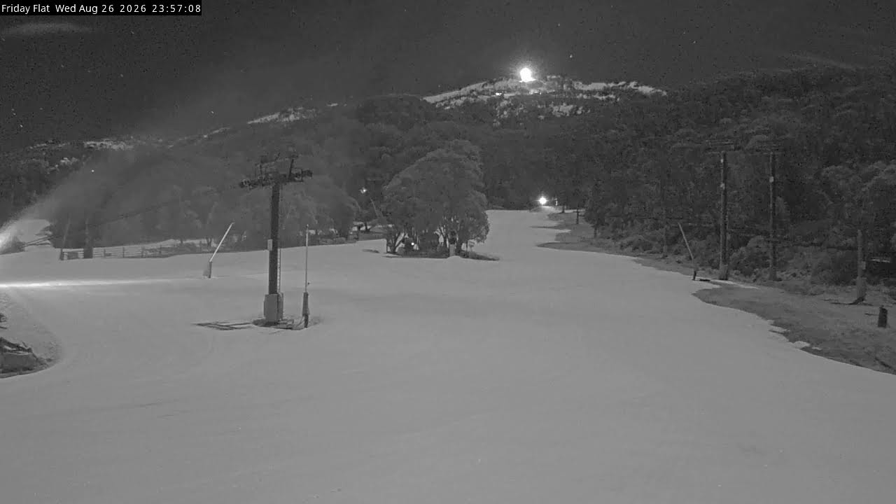 Thredbo Friday Flat Live snow cam captured at 26 August 2026 at 11:57 pm AEST