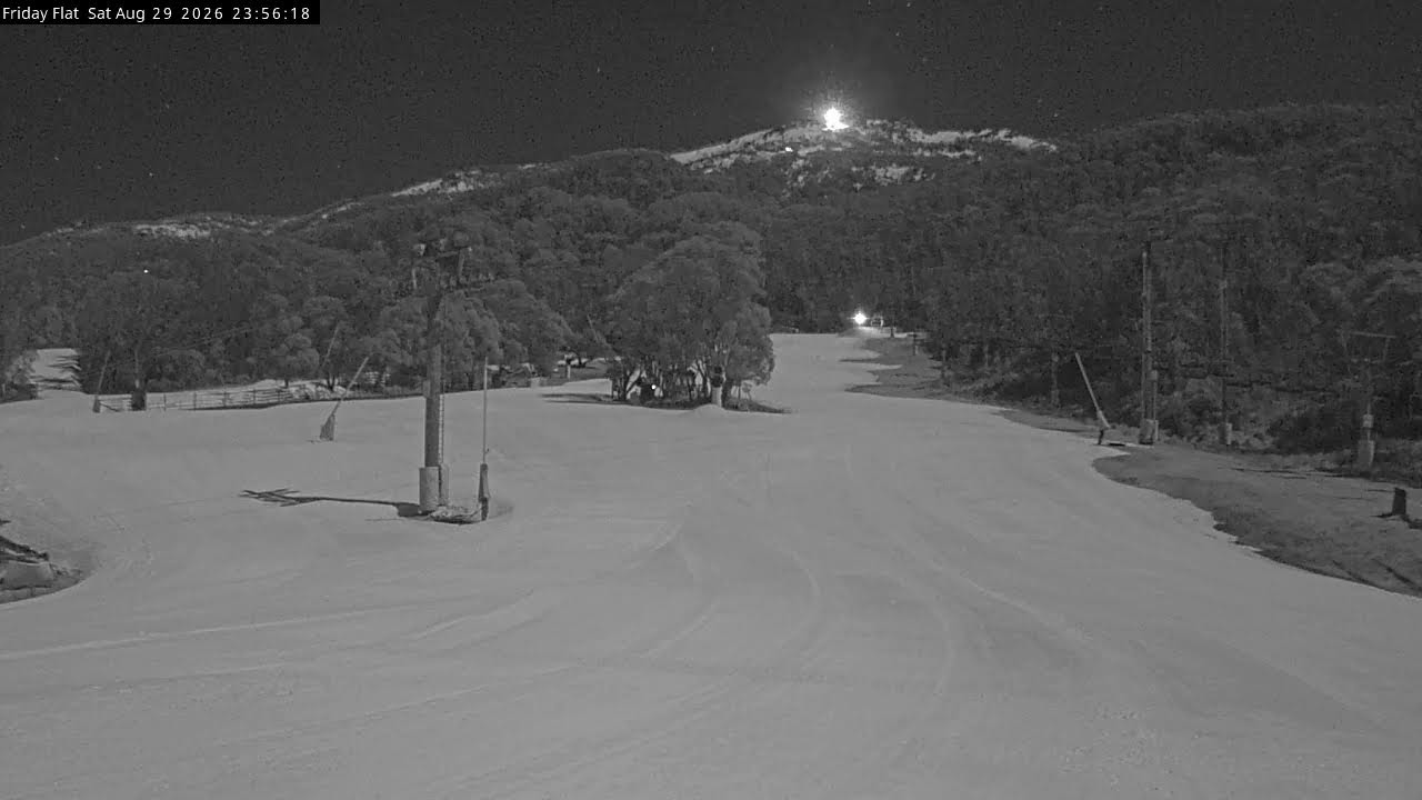 Thredbo Friday Flat Live snow cam captured at 29 August 2026 at 11:57 pm AEST