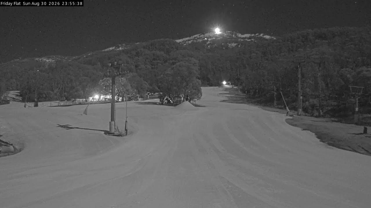 Thredbo Friday Flat Live snow cam captured at 30 August 2026 at 11:57 pm AEST