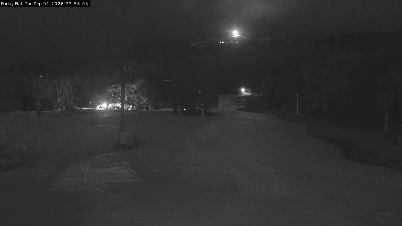 Thredbo Friday Flat Live snow cam captured at 1 September 2026 at 11:59 pm AEST