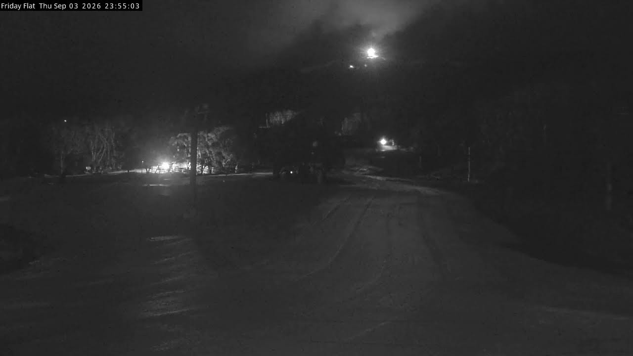Thredbo Friday Flat Live snow cam captured at 3 September 2026 at 11:55 pm AEST