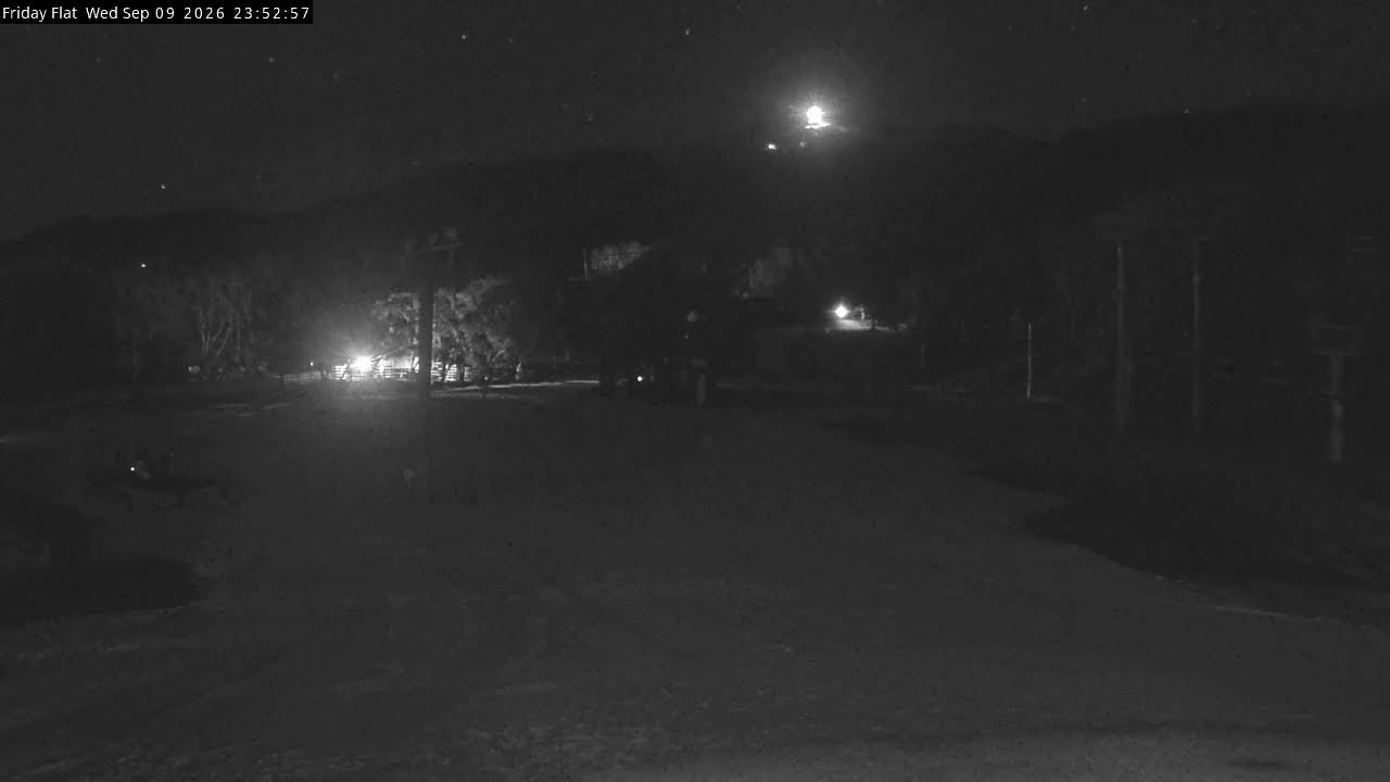 Thredbo Friday Flat Live snow cam captured at 9 September 2026 at 11:54 pm AEST