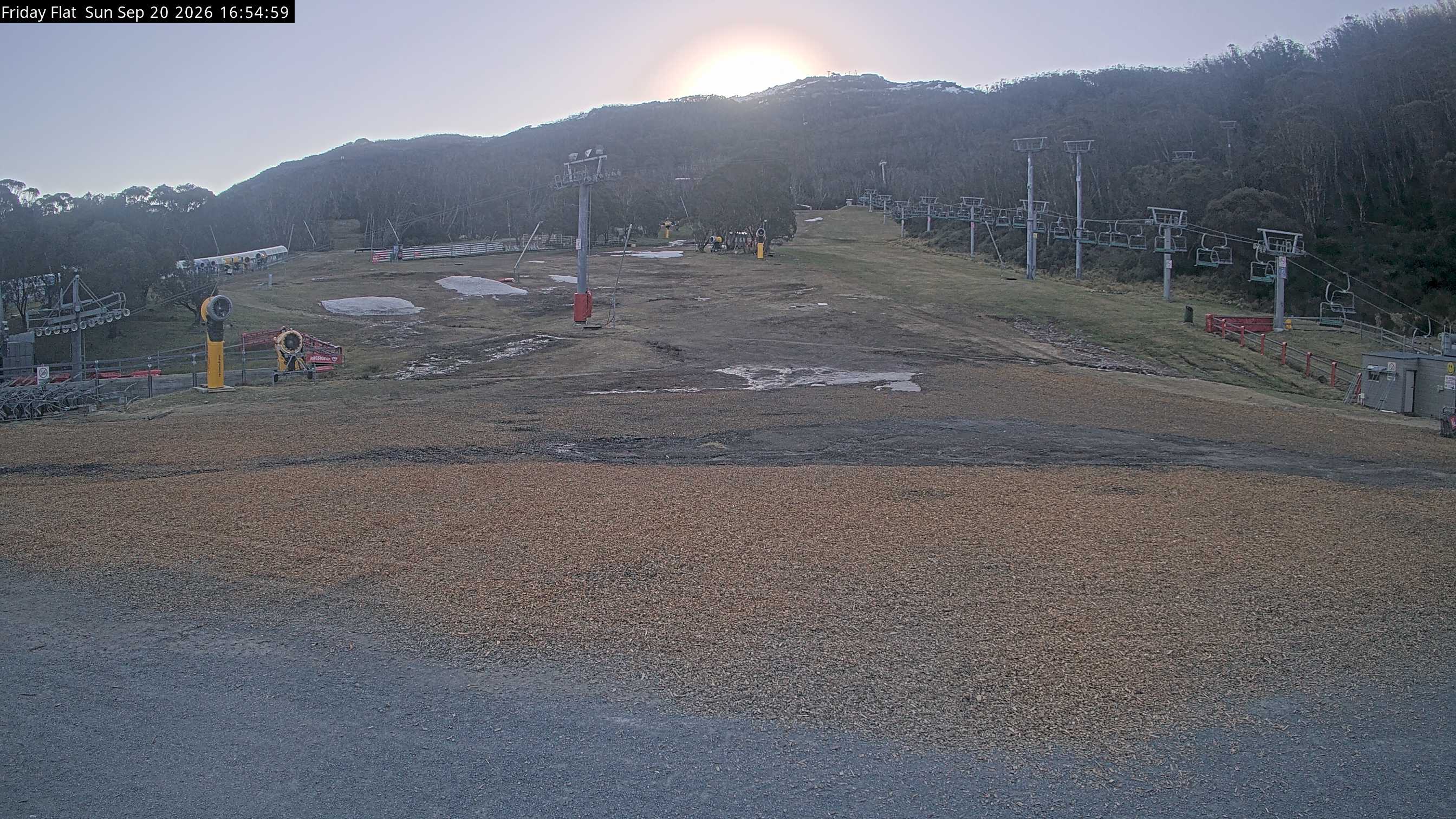Thredbo Friday Flat snow cam captured at 20 September 2026 at 6:20 pm AEST