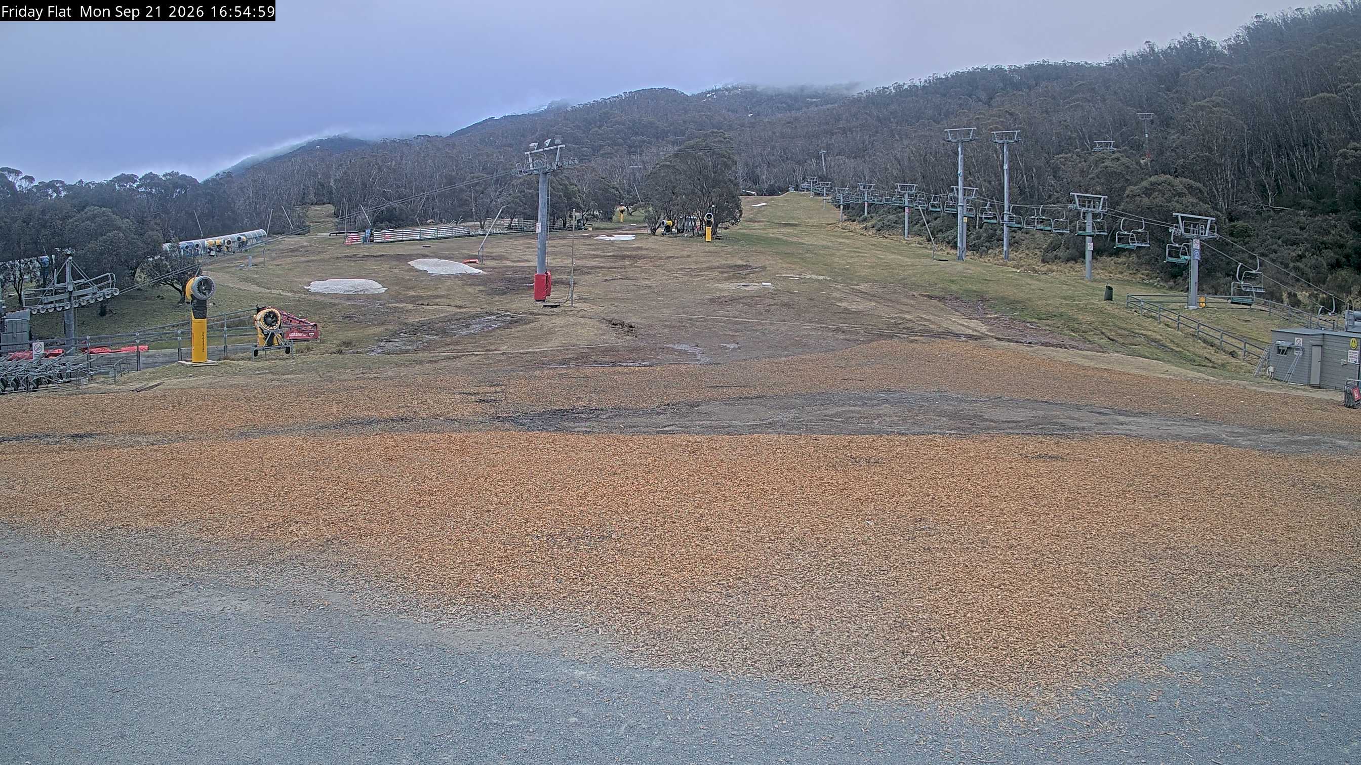 Thredbo Friday Flat snow cam captured at 21 September 2026 at 4:56 pm AEST