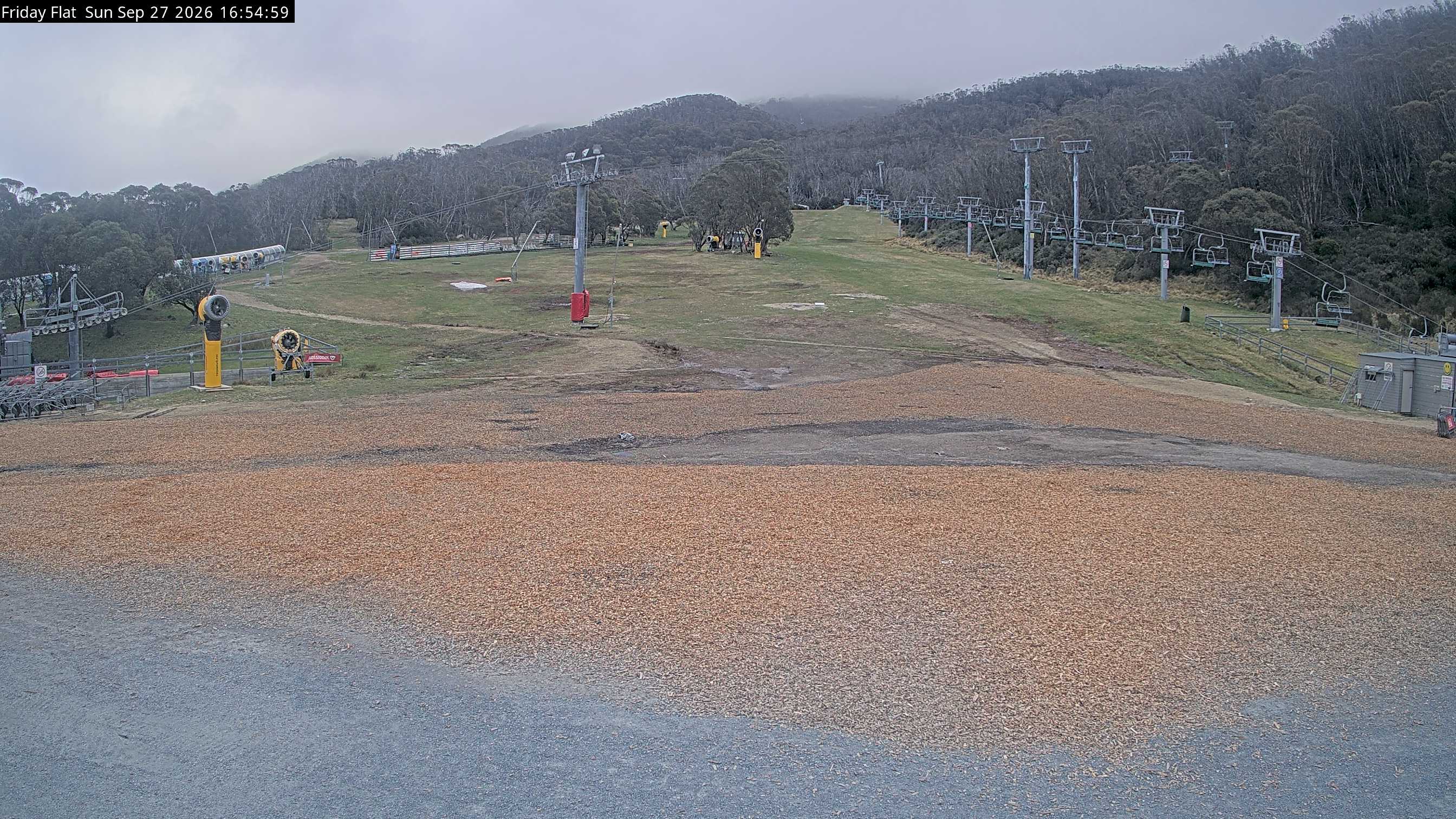 Thredbo Friday Flat snow cam captured at 27 September 2026 at 6:22 pm AEST