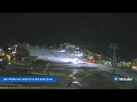 Mt Buller Bourke Street Live snow cam captured at 7 June 2026 at 11:58 pm AEST