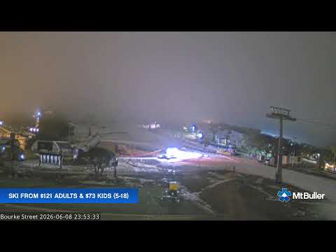 Mt Buller Bourke Street Live snow cam captured at 8 June 2026 at 11:58 pm AEST