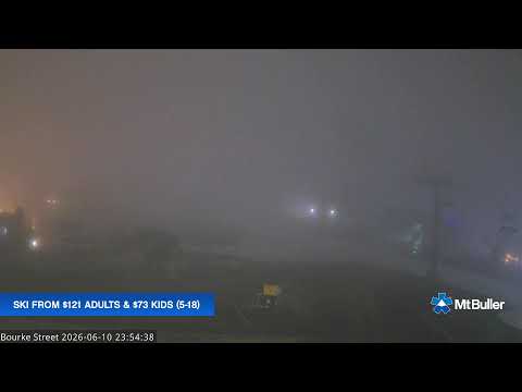 Mt Buller Bourke Street Live snow cam captured at 10 June 2026 at 11:56 pm AEST