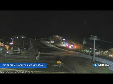 Mt Buller Bourke Street Live snow cam captured at 12 June 2026 at 11:56 pm AEST