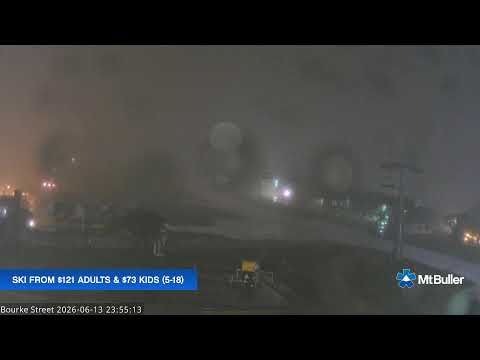 Mt Buller Bourke Street Live snow cam captured at 13 June 2026 at 11:56 pm AEST