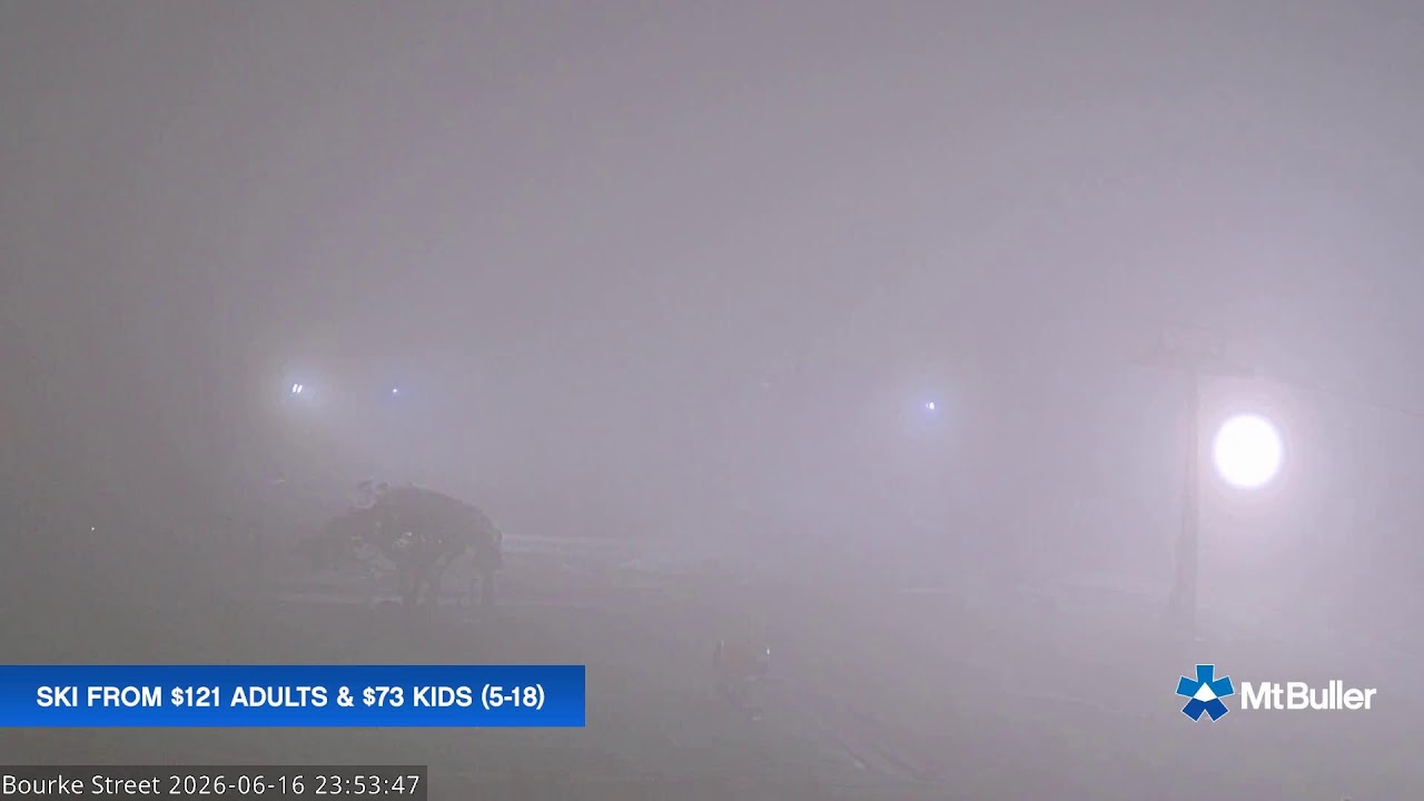 Mt Buller Bourke Street Live snow cam captured at 16 June 2026 at 11:54 pm AEST