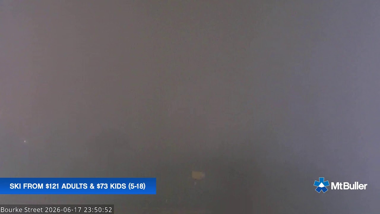 Mt Buller Bourke Street Live snow cam captured at 17 June 2026 at 11:54 pm AEST