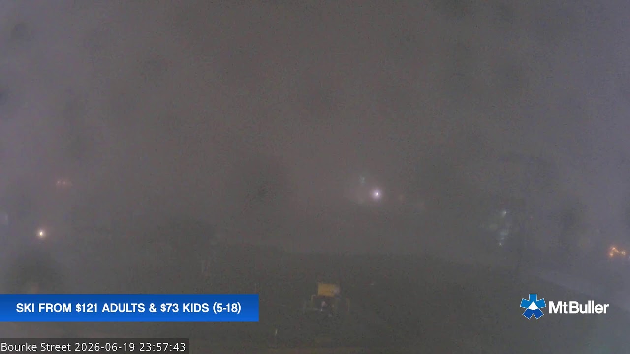 Mt Buller Bourke Street Live snow cam captured at 19 June 2026 at 11:59 pm AEST