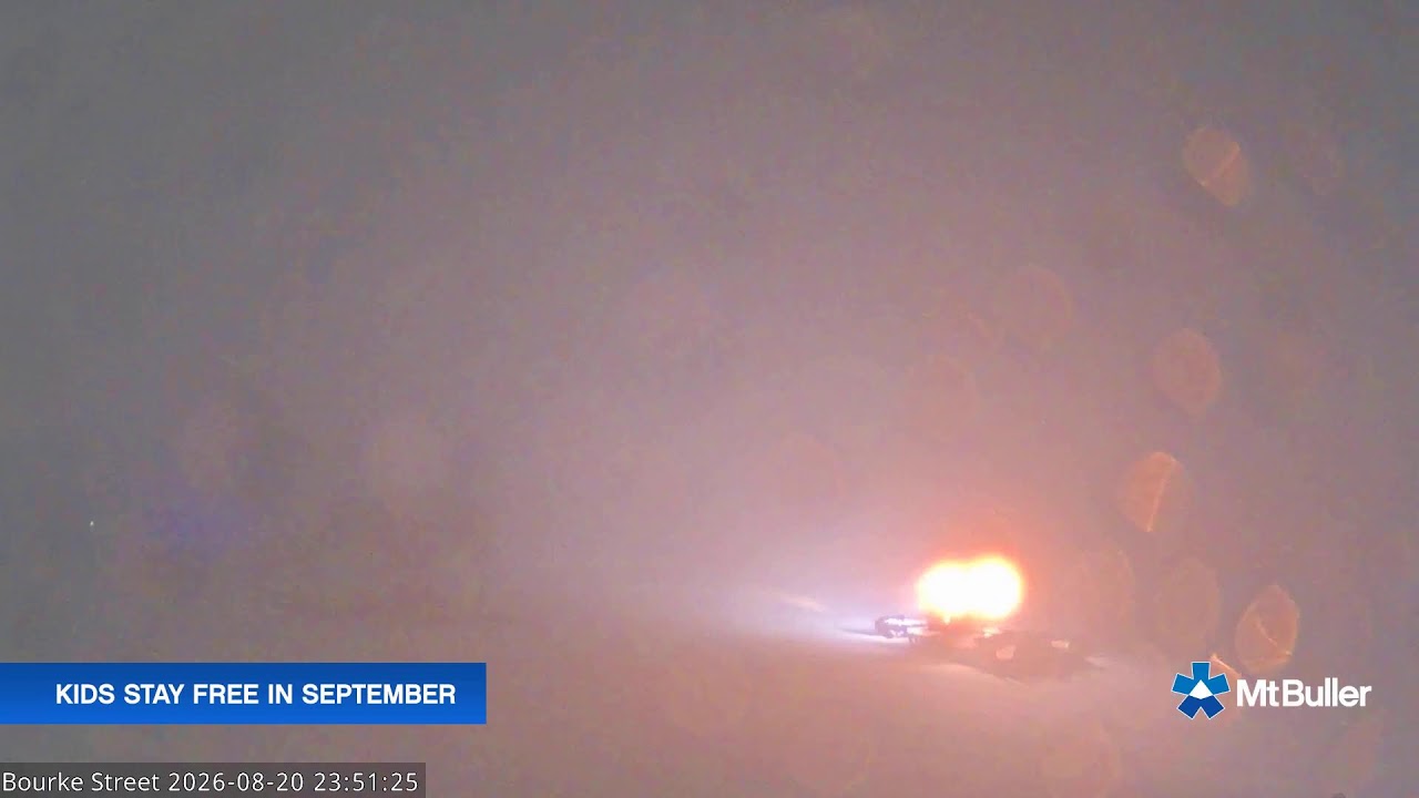 Mt Buller Bourke Street Live snow cam captured at 20 August 2026 at 11:55 pm AEST