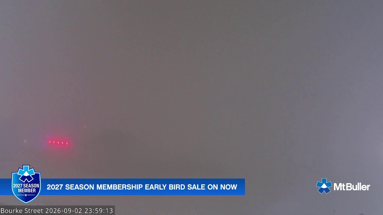 Mt Buller Bourke Street Live snow cam captured at 2 September 2026 at 11:59 pm AEST