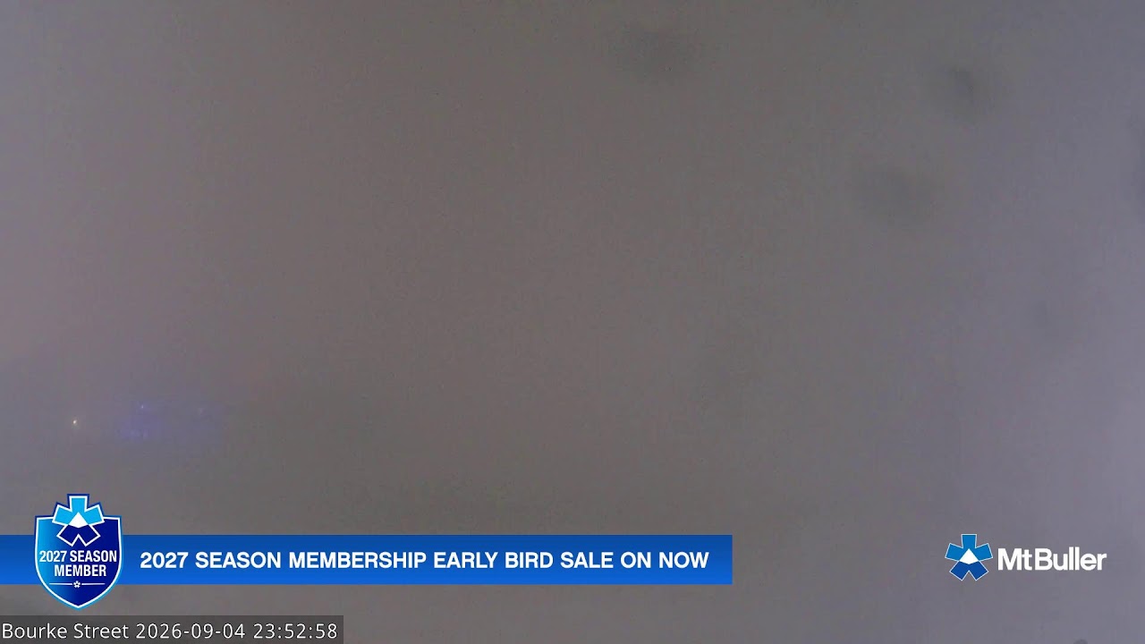 Mt Buller Bourke Street Live snow cam captured at 4 September 2026 at 11:55 pm AEST