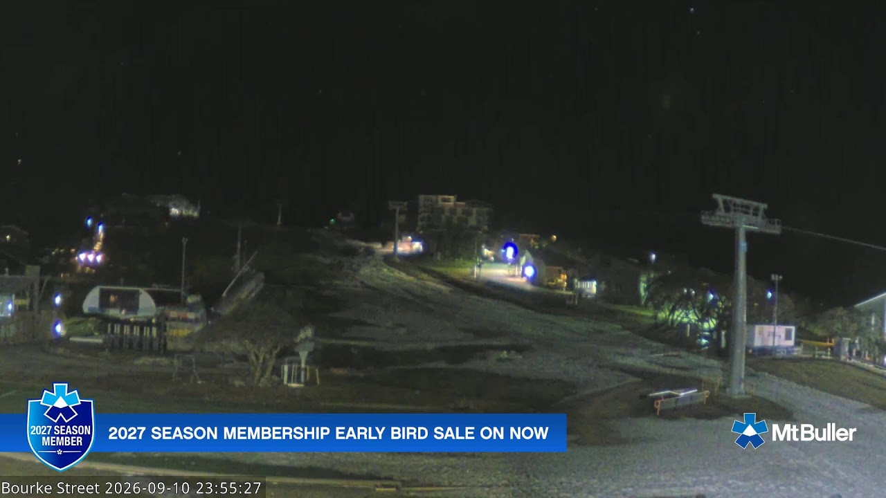 Mt Buller Bourke Street Live snow cam captured at 10 September 2026 at 11:59 pm AEST