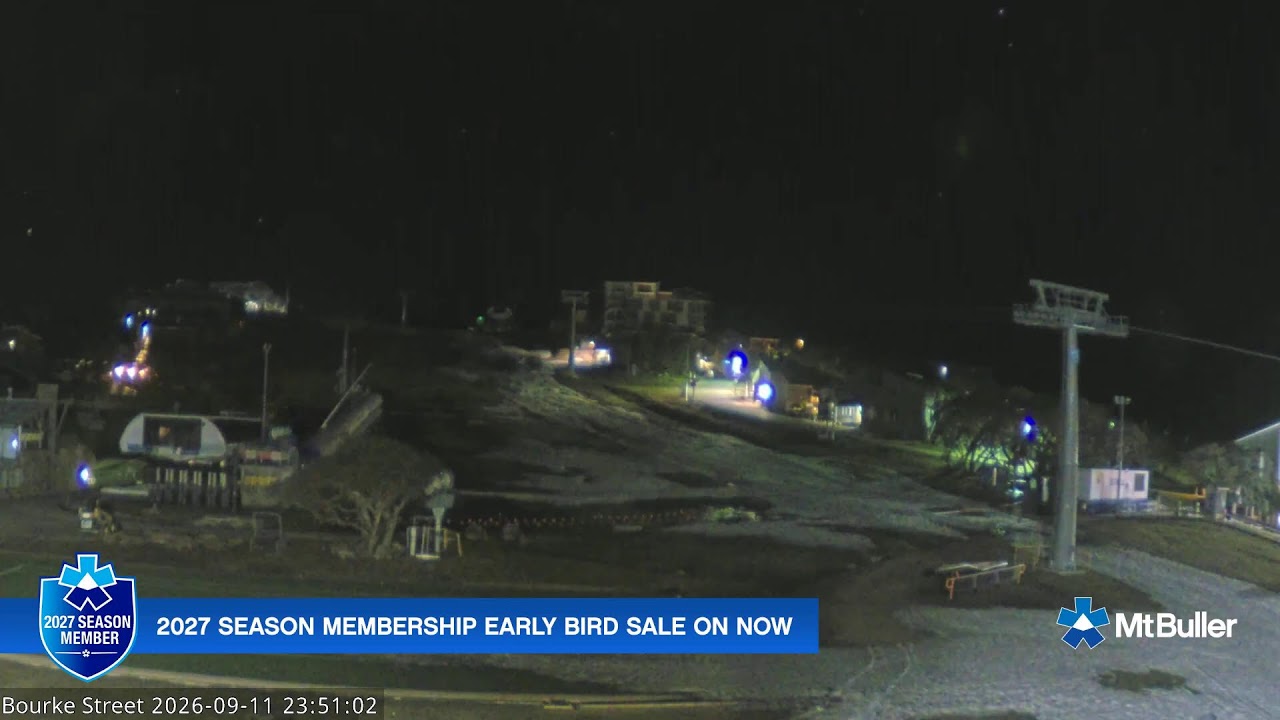 Mt Buller Bourke Street Live snow cam captured at 11 September 2026 at 11:55 pm AEST