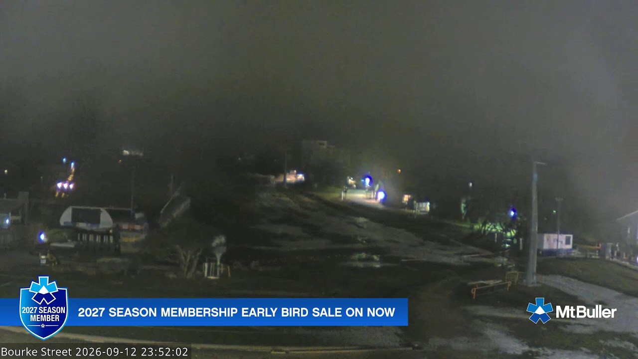 Mt Buller Bourke Street Live snow cam captured at 12 September 2026 at 11:56 pm AEST