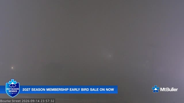Mt Buller Bourke Street Live snow cam captured at 14 September 2026 at 11:57 pm AEST