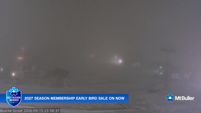 Mt Buller Bourke Street Live snow cam captured at 15 September 2026 at 11:59 pm AEST