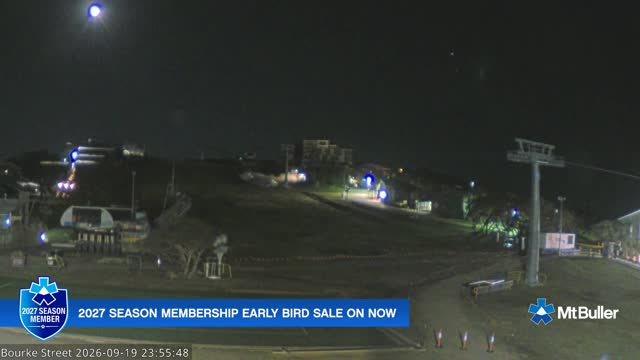 Mt Buller Bourke Street Live snow cam captured at 19 September 2026 at 11:56 pm AEST