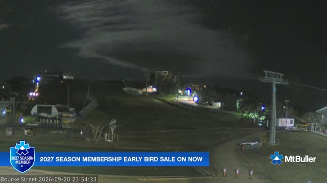 Mt Buller Bourke Street Live snow cam captured at 20 September 2026 at 11:54 pm AEST