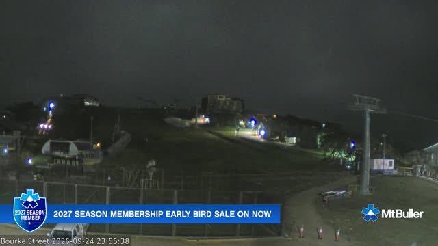Mt Buller Bourke Street Live snow cam captured at 24 September 2026 at 11:55 pm AEST