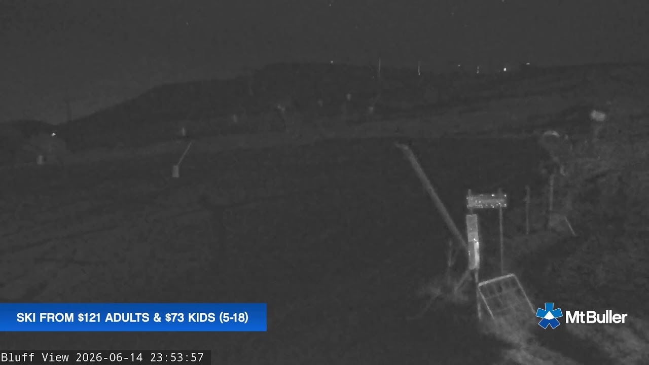 Mt Buller Skyline Live snow cam captured at 14 June 2026 at 11:55 pm AEST