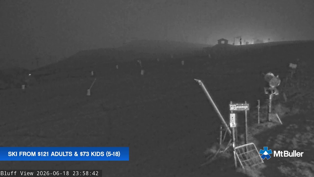 Mt Buller Skyline Live snow cam captured at 18 June 2026 at 11:59 pm AEST