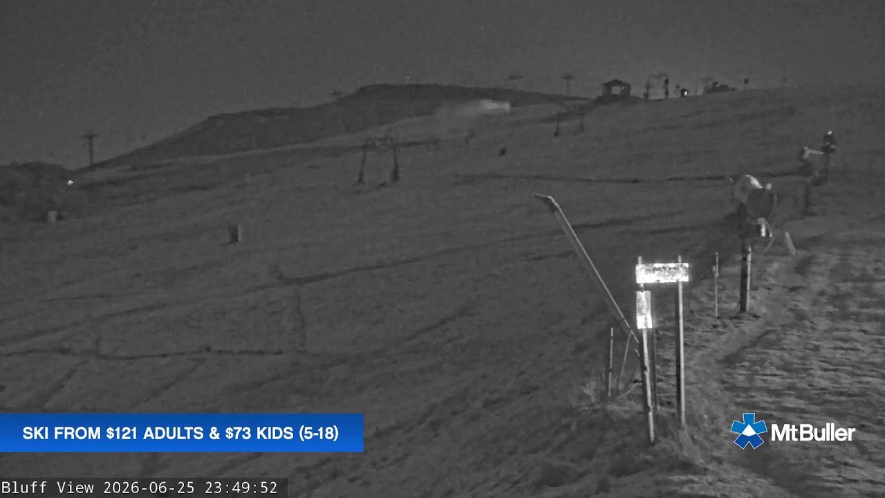 Mt Buller Skyline Live snow cam captured at 25 June 2026 at 11:52 pm AEST